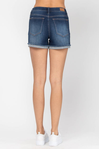 Mid-Rise Cuffed Hem Shorts (XL Only)