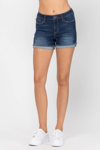 Mid-Rise Cuffed Hem Shorts (XL Only)