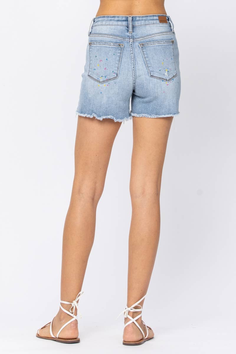 Hi-Rise Paint Splash Destroy Shorts - (XL Only)